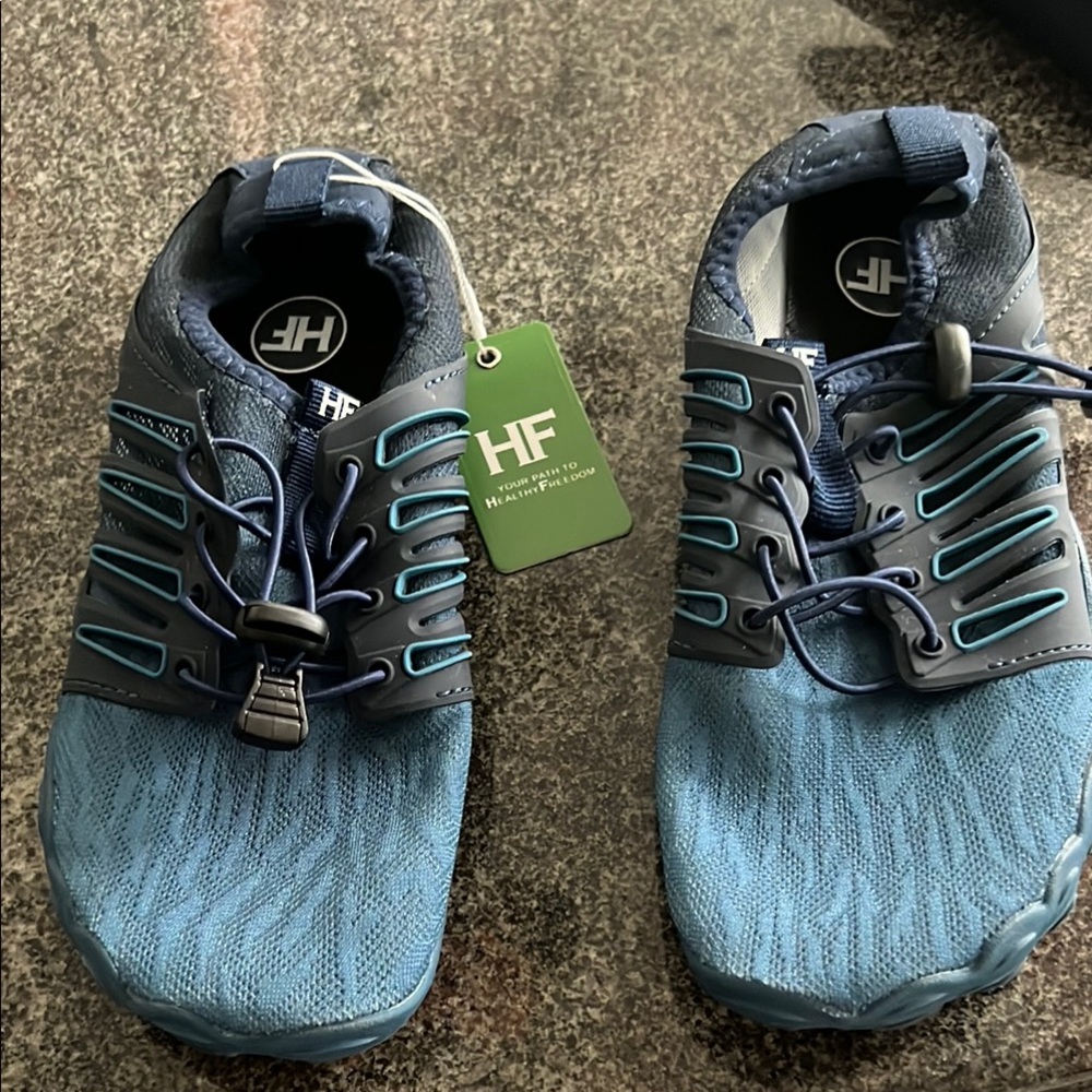 Blue Water Shoes with Natural Toe Spread and Breathable Upper